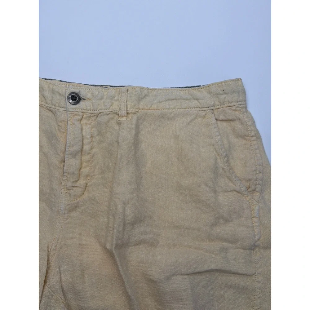 Paperbacks Mens Pale Yellow 100% Linen Flat Front‎ Summer Beach Shorts Size 38